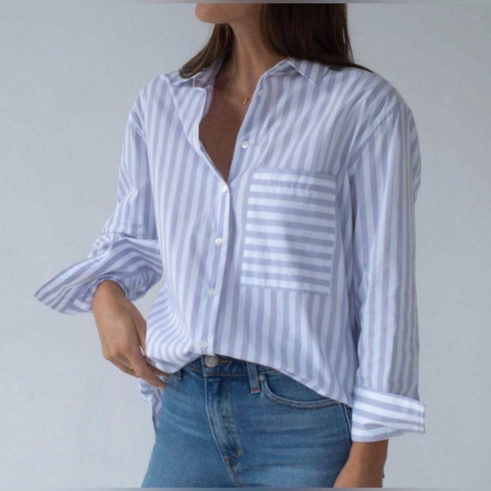 AYR ✨ NWOT ✨ Deep End striped button down shirt - Grape Soda  🚨SOLD OUT🚨 - XS